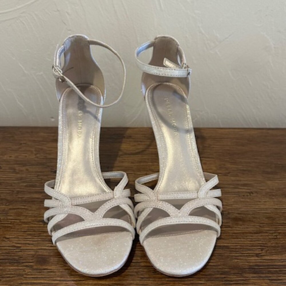 Gold Foil ankle strap heels - Size 6.5